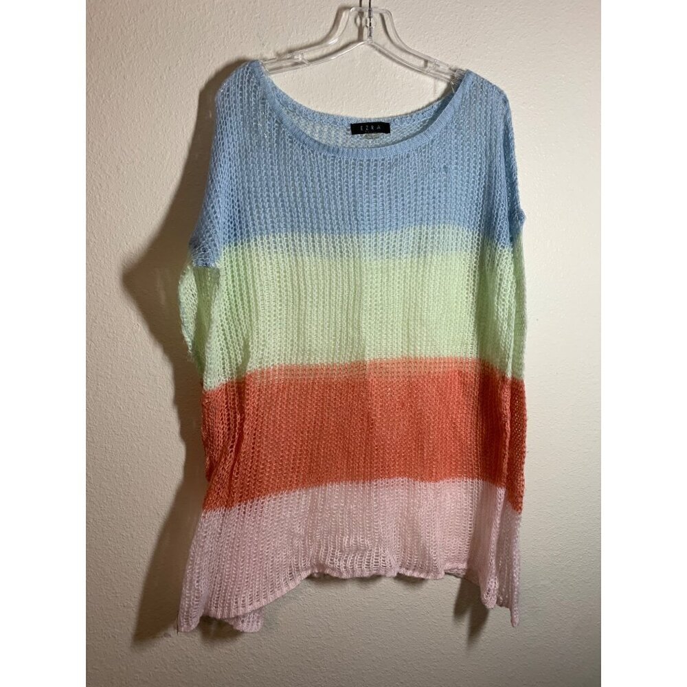 Ezra Oversized Light Weight Open Knit Sweater Womens Size Large AD2